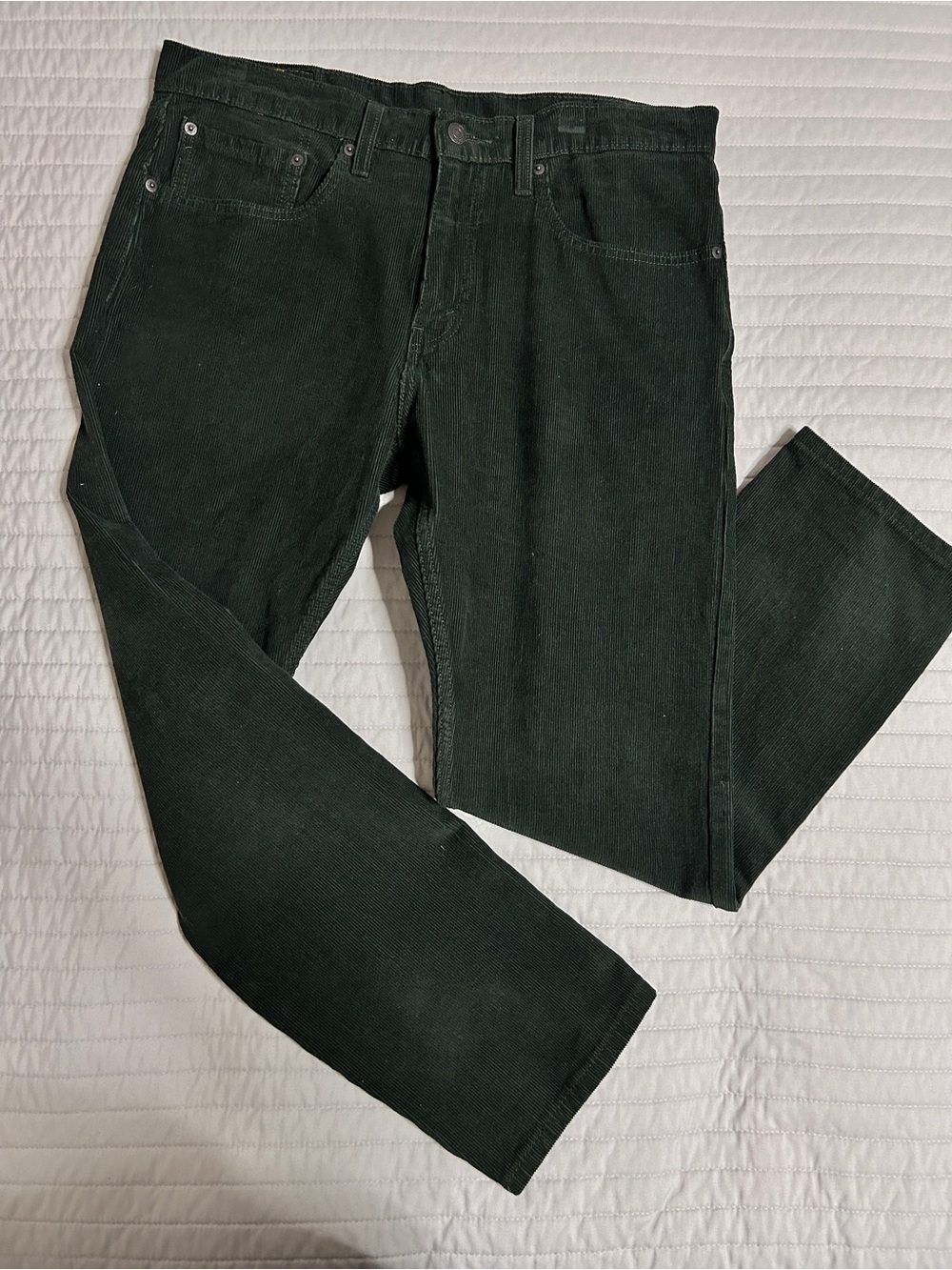 Levi’s 502 Men’s W34 L30 Dark Green Corduroy Taper Pants Stretch fits 34x28 EUC